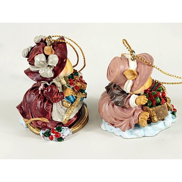 Ganz Mini Mouse Mice Tree Ornament Little Cheese 2" Resin 90s Figurine x2 Vtg - Picture 10 of 14